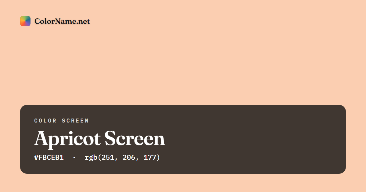 Apricot screen preview — a full-screen solid apricot color, hex #FBCEB1, rgb(251, 206, 177)