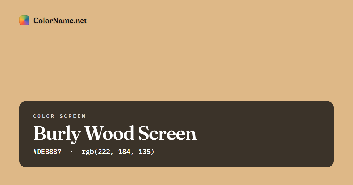 Burly Wood screen preview — a full-screen solid burly wood color, hex #DEB887, rgb(222, 184, 135)