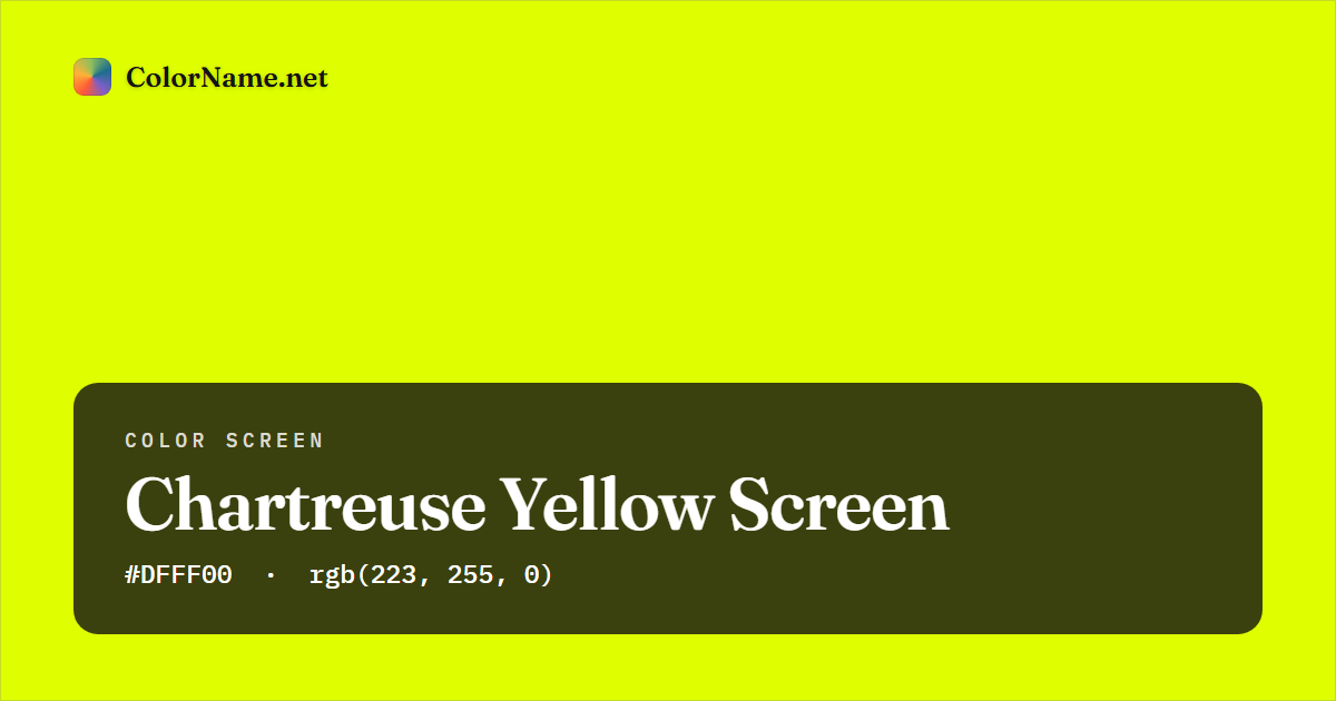 Chartreuse Yellow screen preview — a full-screen solid chartreuse yellow color, hex #DFFF00, rgb(223, 255, 0)