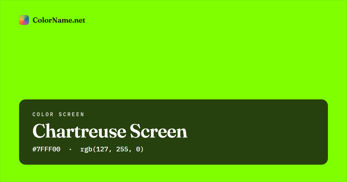 Chartreuse screen preview — a full-screen solid chartreuse color, hex #7FFF00, rgb(127, 255, 0)