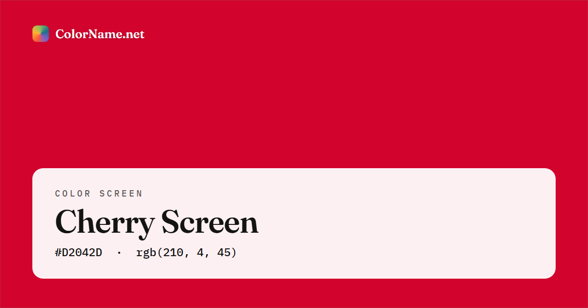 Cherry screen preview — a full-screen solid cherry color, hex #D2042D, rgb(210, 4, 45)