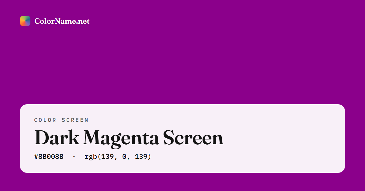 Dark Magenta screen preview — a full-screen solid dark magenta color, hex #8B008B, rgb(139, 0, 139)