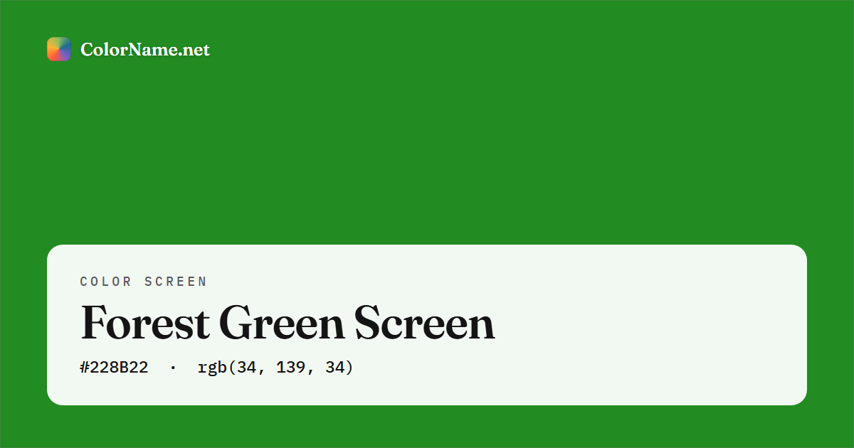 Forest Green screen preview — a full-screen solid forest green color, hex #228B22, rgb(34, 139, 34)