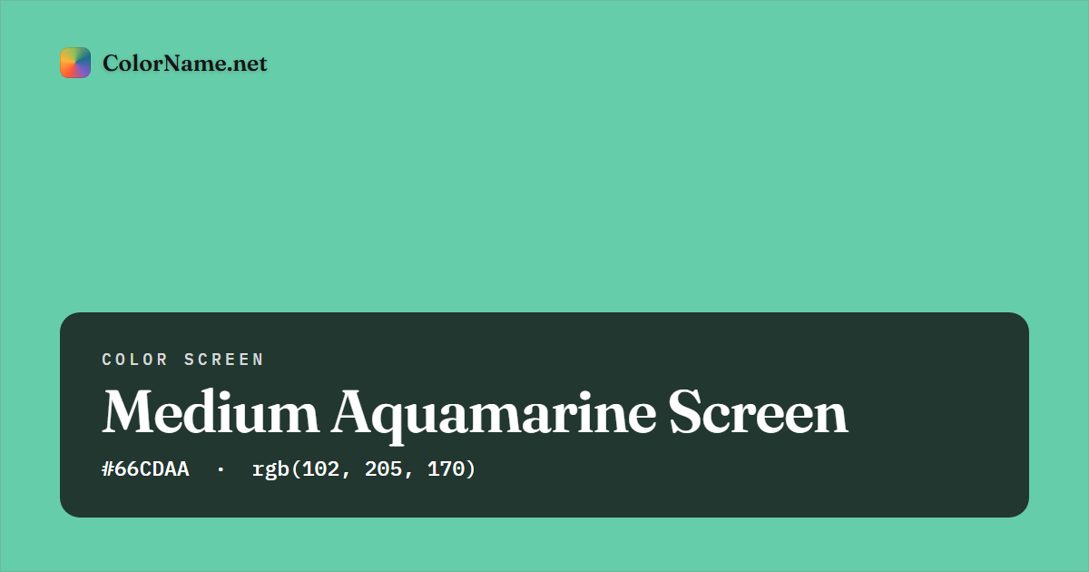 Medium Aquamarine screen preview — a full-screen solid medium aquamarine color, hex #66CDAA, rgb(102, 205, 170)
