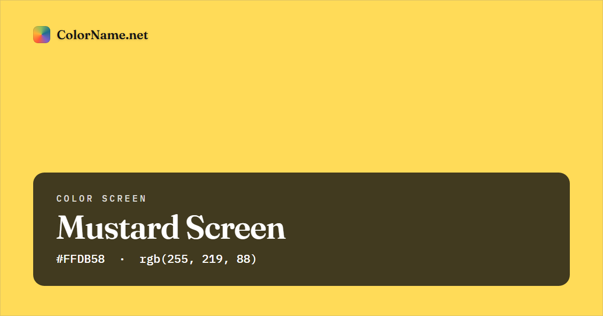 Mustard screen preview — a full-screen solid mustard color, hex #FFDB58, rgb(255, 219, 88)
