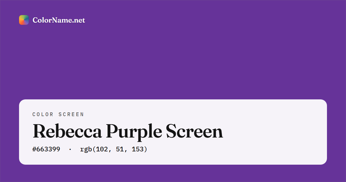 Rebecca Purple screen preview — a full-screen solid rebecca purple color, hex #663399, rgb(102, 51, 153)